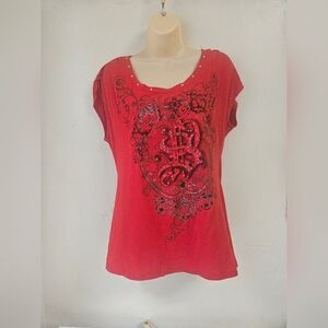 Southpole- Women's Red Top XL Y2K 95% Cotton.